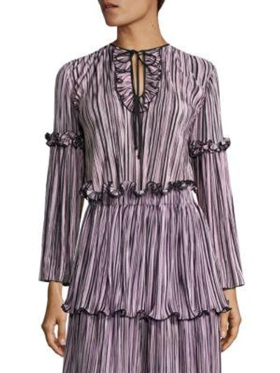 Romance Was Born Queen Of The Night Blossoming Pleated Top In Pink Black