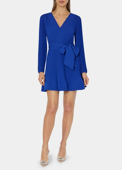 Milly Liv Pleated Fit-&-flare Dress In Cobalt