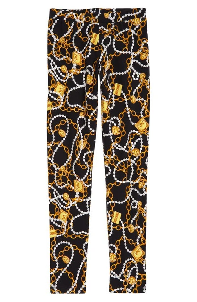 Moschino Kids' Necklace Print Leggings In Black