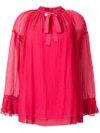 See By Chloé Flared Neck Tie Blouse In Pink