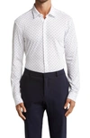 Hugo Boss Roan Slim Fit Geo Stretch Nylon Button-up Shirt In White