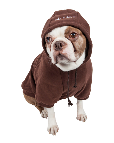 Pet Life Fashion Plush Cotton Pet Hooded Sweater In Brown