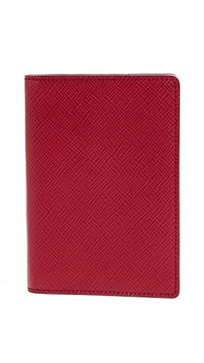 Smythson Panama Passport Cover In Red