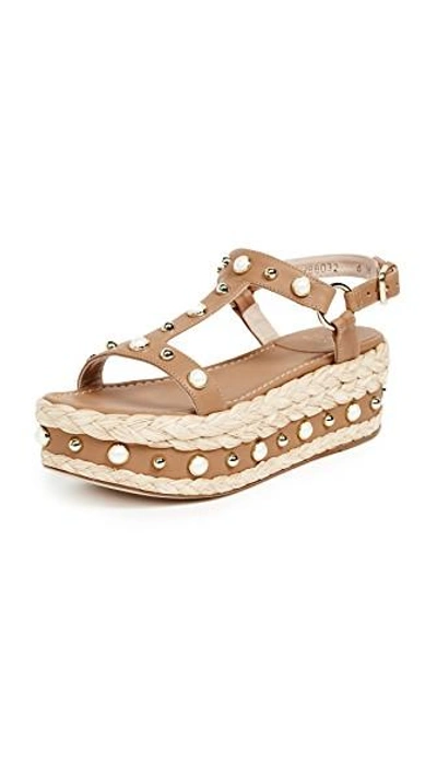 Stuart Weitzman Be Raffia Flatform Sandals In Miel