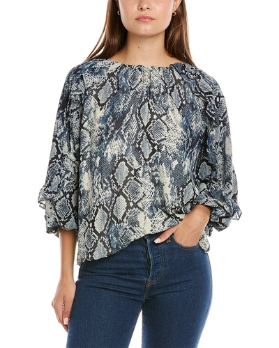 Vince Camuto Snake Print Blouse In Blue