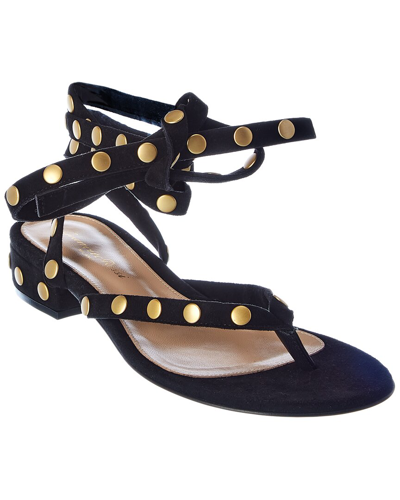 Gianvito Rossi Studded 20 Suede Sandal In Black