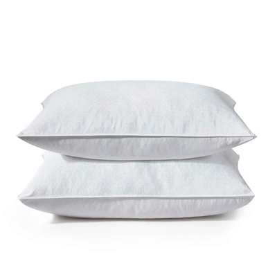 Puredown Peace Nest Soft Down Feather Blend Bed Pillows Geometric Cube Pattern In White