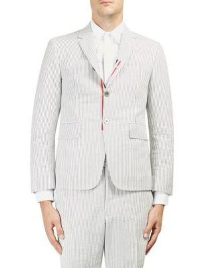 Thom Browne Pinstriped Cotton Sportcoat In Grey