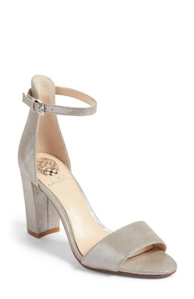 Vince Camuto Corlina Ankle Strap Sandal In Pewter Dazzle Suede