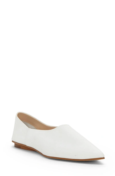 Vince Camuto Stanta Pointy Toe Flat In Pure White Leather