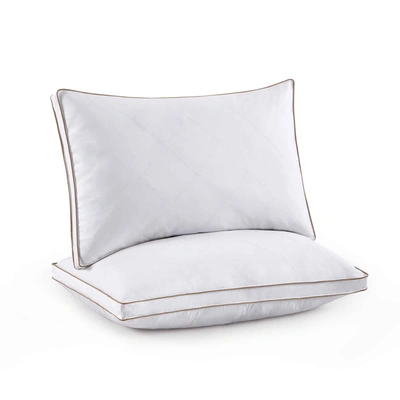 Puredown Peace Nest 2pcs 5% Grey Goose Down Feather Pillow Gusset Bed Pillows In White