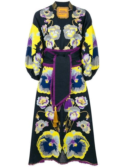 Yuliya Magdych Pansies Embroidered Dress In Blue