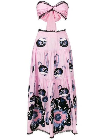 Yuliya Magdych Cut-out Poppy Print Dress - Pink