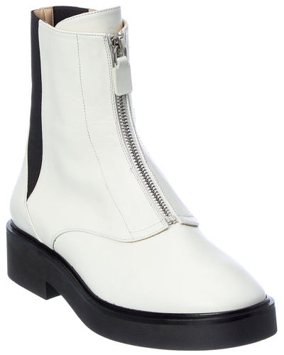 Stuart Weitzman Lodge Zip Leather Bootie In White