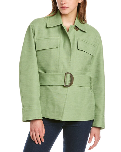 Vince Saharienne Linen-blend Jacket In Green