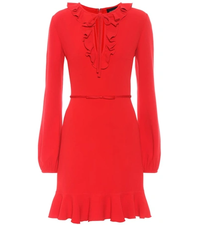 Giambattista Valli Ruffled Crêpe Mini Dress In Red