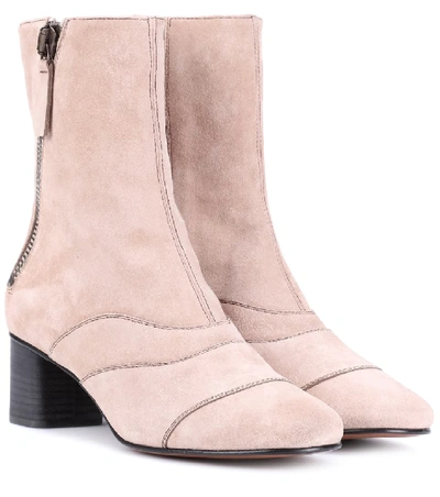 Chloé Lexie Crosta Paneled Suede Ankle Boots In Pink
