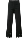Derek Lam 10 Crosby Cropped Flare Stretch-cotton Trousers With Eyelet Embroidery In Black