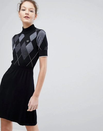 fred perry knitted dress Argyle - Black Amy winehouse