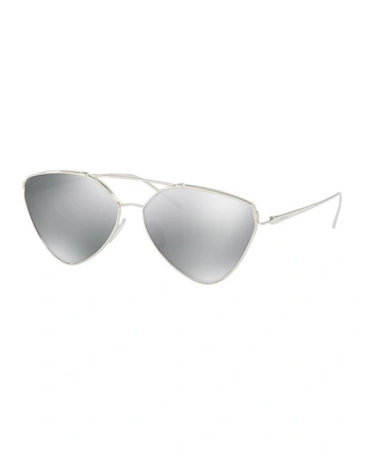 Prada Mirrored Aviator Sunglasses, Silver