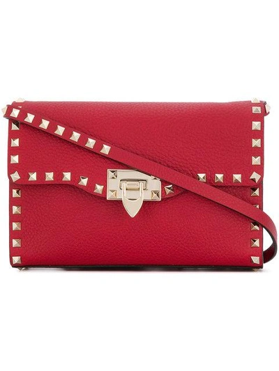 Valentino Garavani Rockstud Small Shoulder Bag In Red