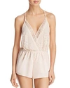 Flora Nikrooz Genevive Charm Lace Chiffon Romper In Buff