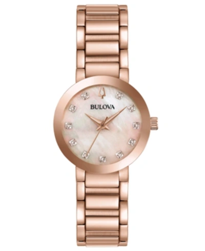 Bulova Women's Futuro Diamond-accent Rose Gold-tone Stainless Steel Bracelet Watch 30mm