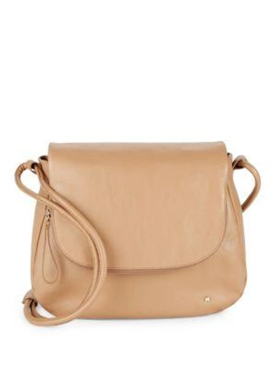 Halston Heritage Leather Saddle Bag In Bisque