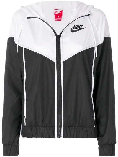 Nike Women's Sportswear Woven Windrunner Jacket, White/black In Black/white