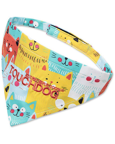 Touchdog Head-popper Fashion Designer Printed Velcro Dog Bandana In Yellow