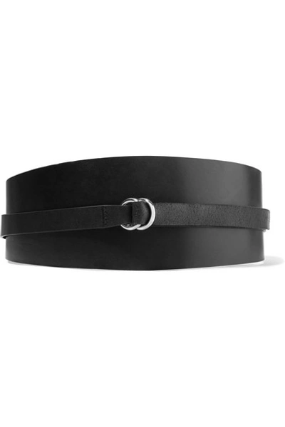Isabel Marant Cajou Leather Waist Belt In Black