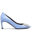 Roger Vivier Belle Vivier Trompette Pumps In Patent Leather In Light Blue