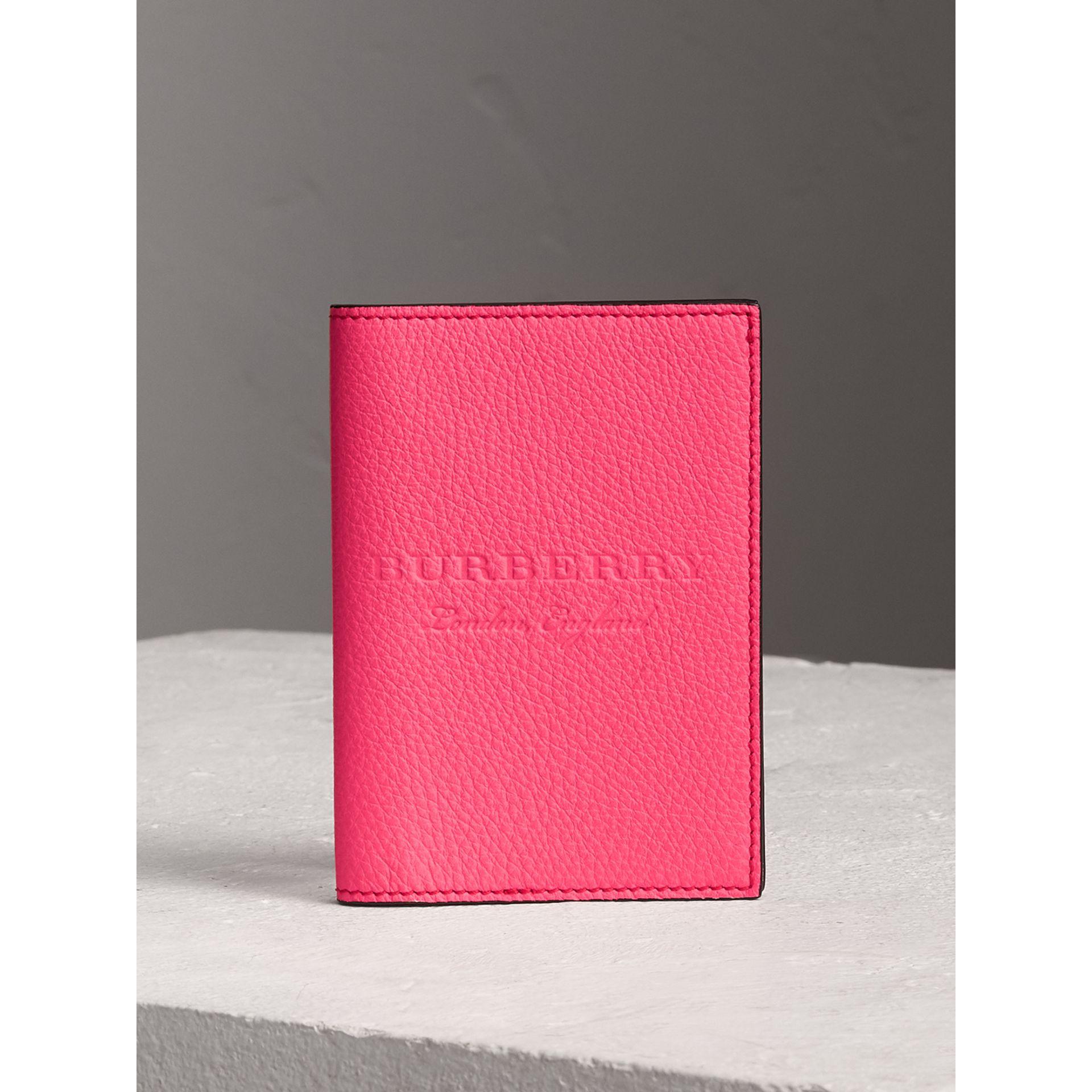 Burberry Embossed Leather Passport Holder In Bright Pink | ModeSens