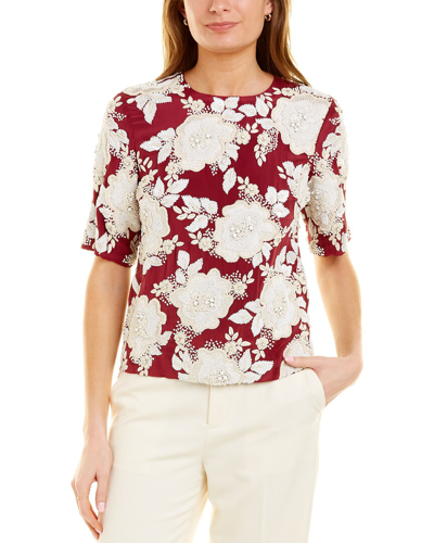 Etro Boxy Silk Top In Red
