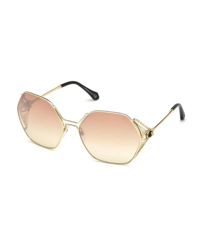 Roberto Cavalli Hexagon Gradient Metal Sunglasses, Pink