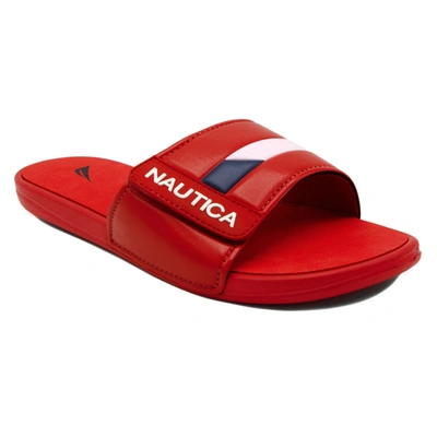 Nautica Mens Colorblock Logo Slide Sandal In Red
