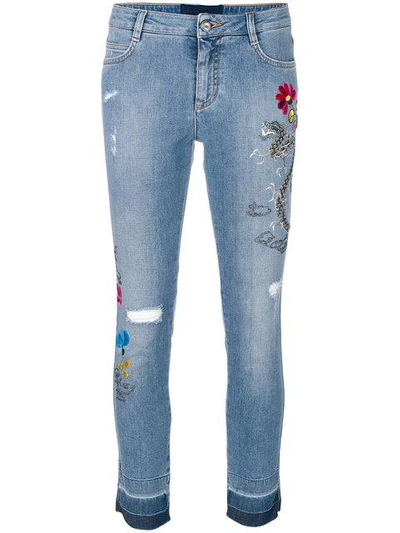 デニム・ジーパン ERMANNO SCERVINO DENIM JEANS WITH FLORAL EMBROIDERY Ermanno Scervino Embroidered Skinny Jeans | ModeSens