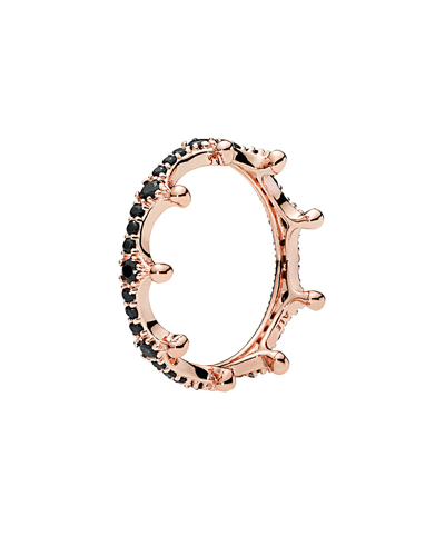 Pandora Rose Crystal Black Sparkling Crown Ring In Nocolor