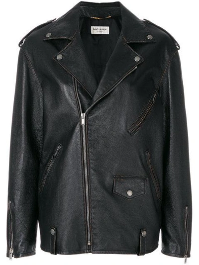 Saint Laurent Oversized Zipped Biker Jacket - Black