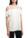 Calvin Klein Layered Cold-shoulder Top In Soft White