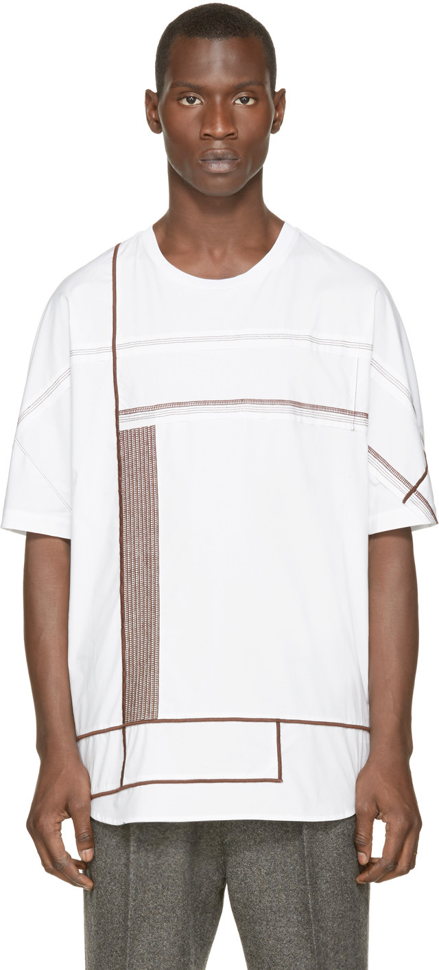 White Embroidered T-shirt | ModeSens