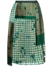Sacai Grid Pleated Skirt