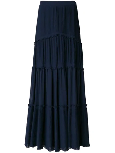 Tory Burch Stella Midi Skirt In Blue