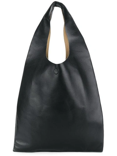 Maison Margiela Shopper Leather Tote Bag In Nero