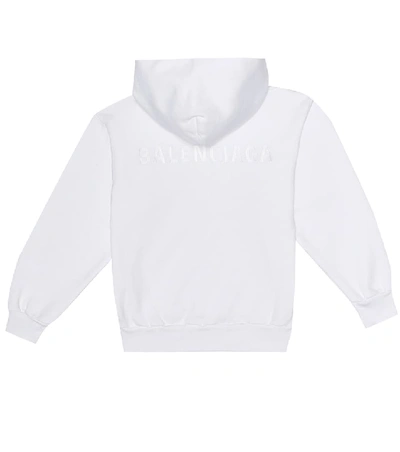 Balenciaga Logo Cotton-blend Hoodie In White