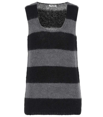 Miu Miu Mohair-blend Sweater Vest In Grey