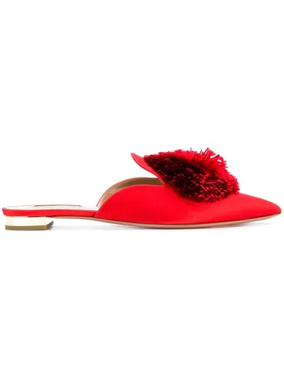 Aquazzura Powder Puff Sliders In Red