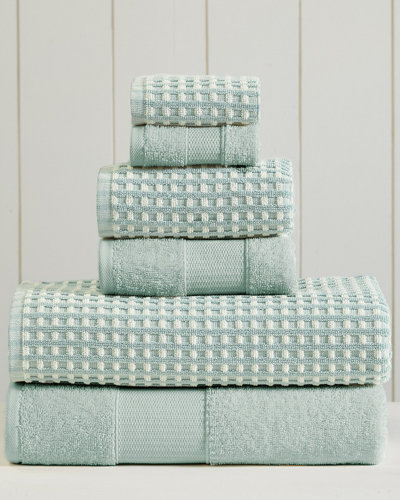 Modern Threads 6-piece Yarn Dyed Cobblestone Jacquard Towel Set In Blue