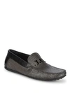 John Galliano Embossed Leather Driver Shoe In Grey