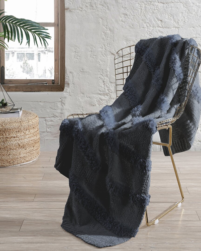 Modern Threads Luxury Farrah Acrylic Fur Bed Sofa Throw In Charcoal